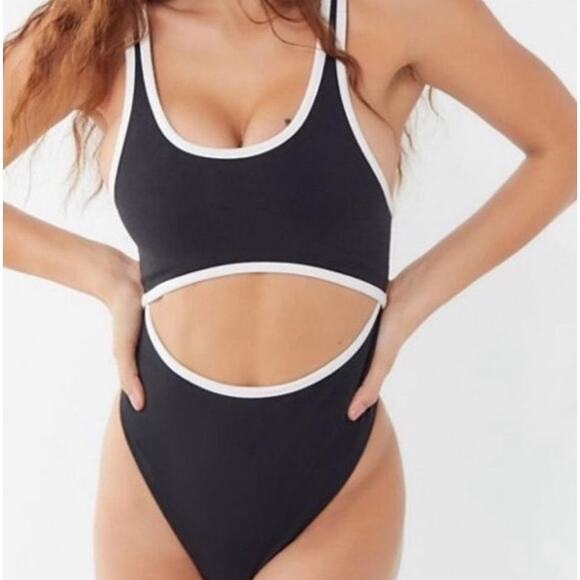 Urban Outfitters OUT FROM UNDER black white cut out body suit jumpsuit Size XS - Picture 3 of 12